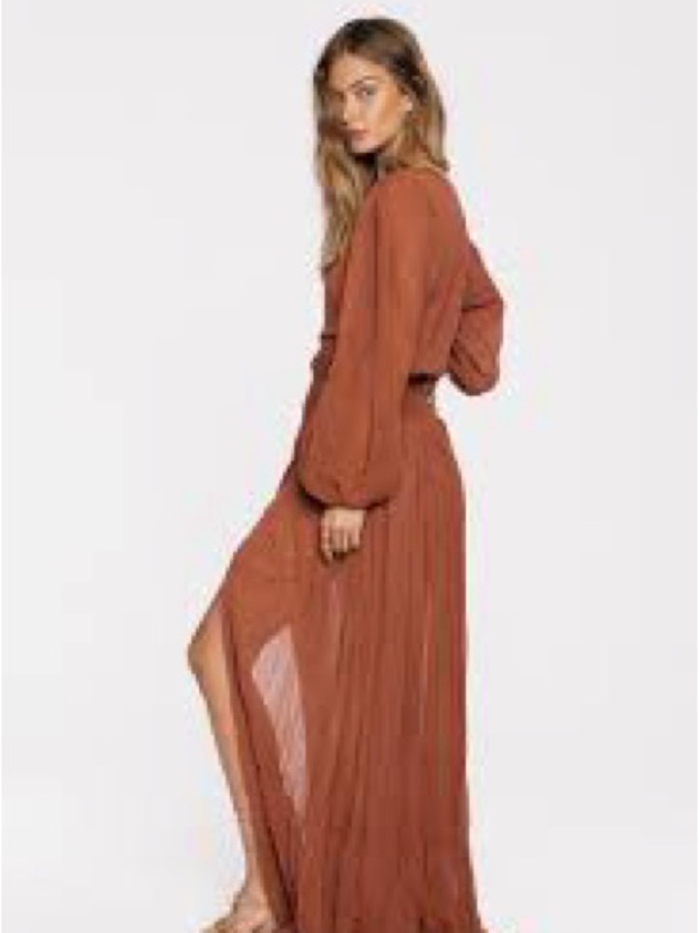 NWT JENS PIRATE BOOTY Gauze Lapis Maxi Dress Rust Brown Size Small - Picture 2 of 2